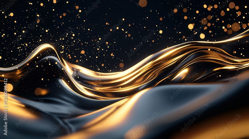 A mesmerizing and dynamic abstract composition featuring shimmering golden waves luminous particles and a captivating futuristic aesthetic A mesmerizing and dynamic abstract composition featuring shimmering golden waves luminous particles and a captivating futuristic aesthetic