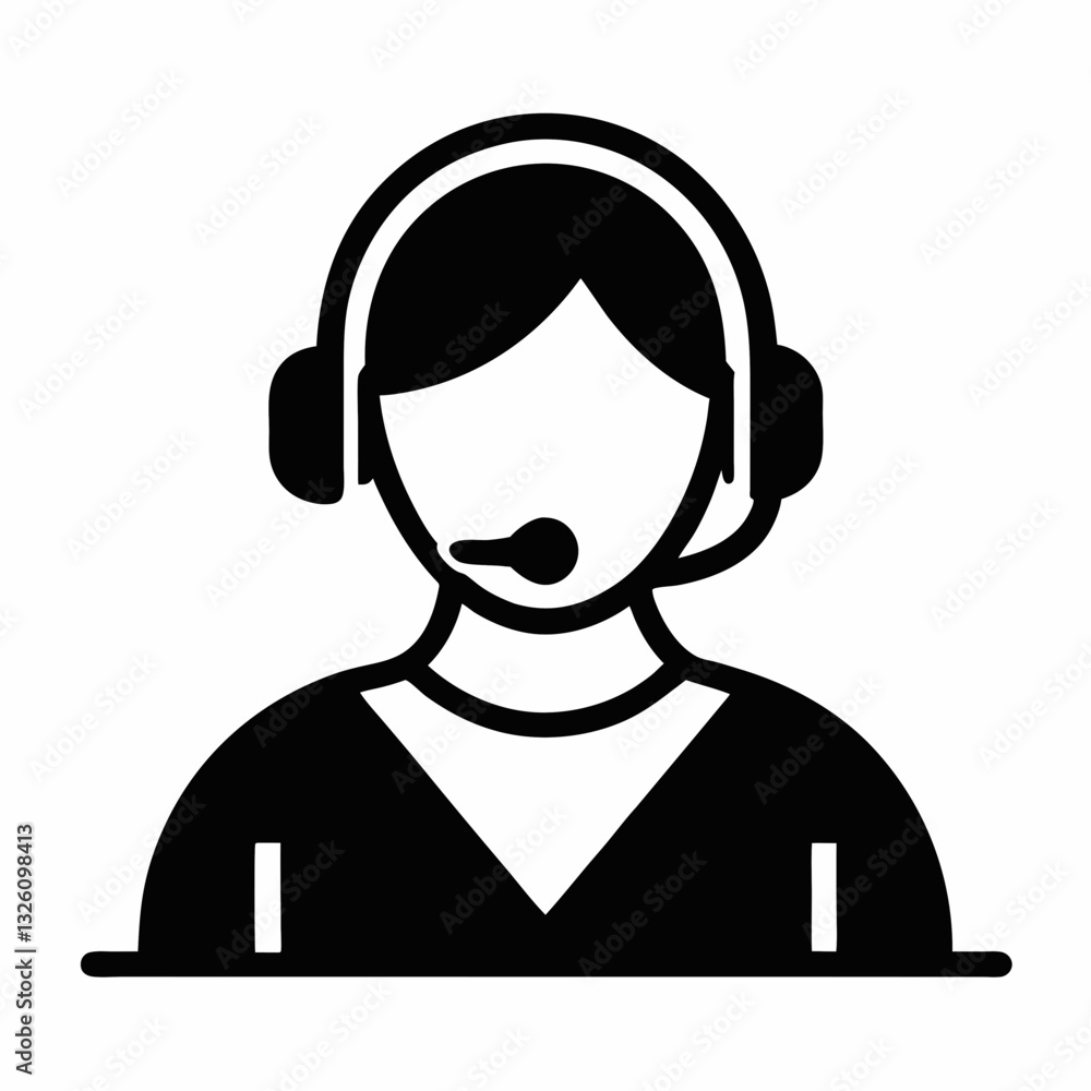 Call centre icon vector male customer service person profile avatar with headset in a glyph pictogram illustration Call centre icon vector male customer service person profile avatar with headset in a glyph pictogram illustration