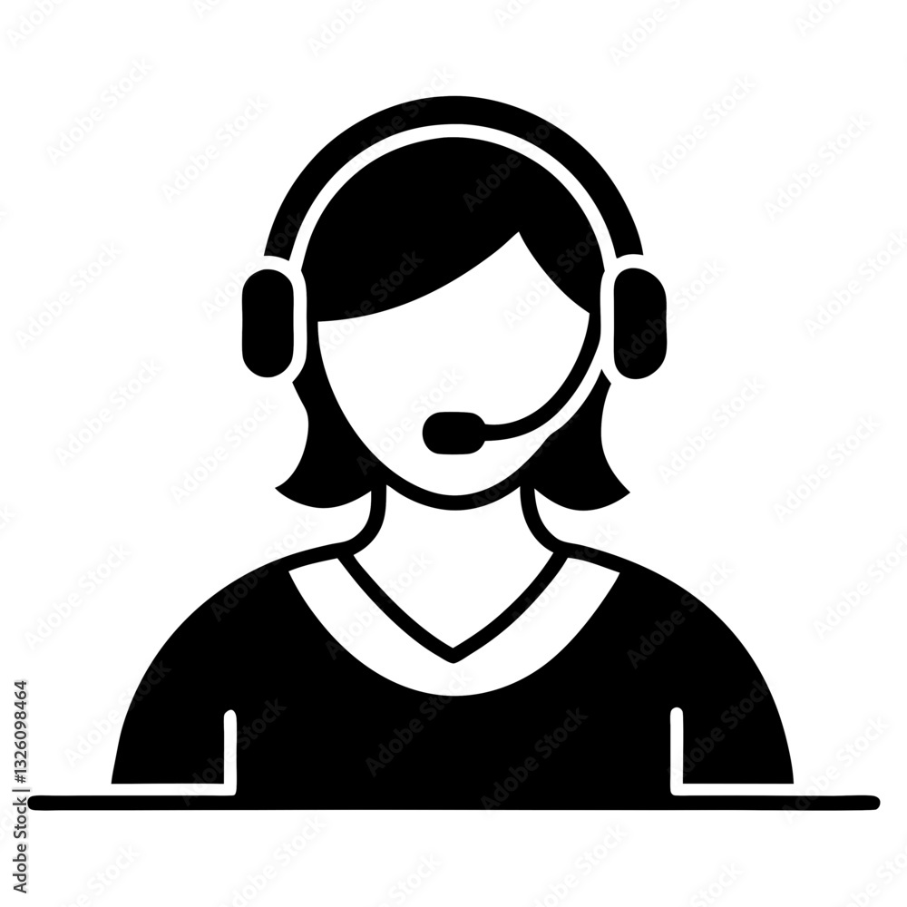 Call centre icon vector male customer service person profile avatar with headset in a glyph pictogram illustration Call centre icon vector male customer service person profile avatar with headset in a glyph pictogram illustration