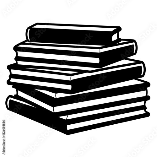 pile text books isolated icon vector illustration design  black and white