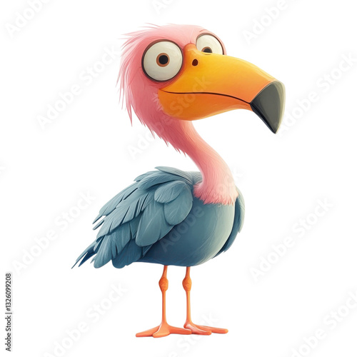 Playful Flamingo Cartoon Design on transparent background.