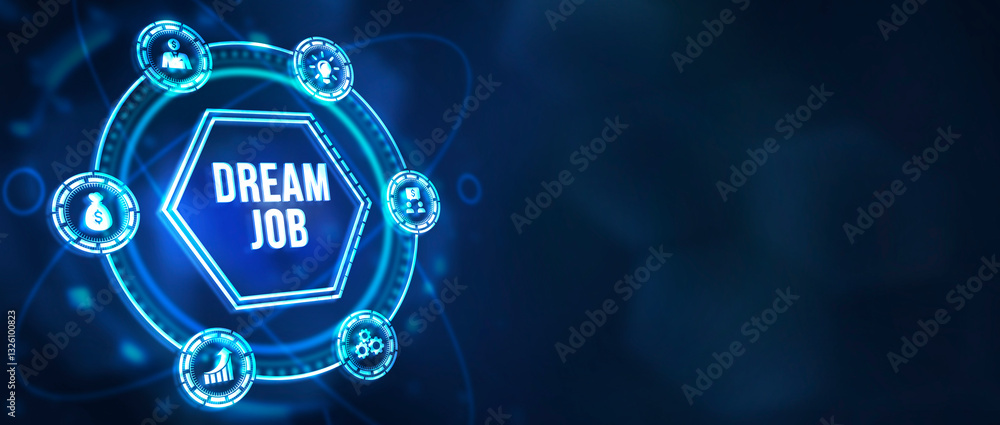 Internet, business, Technology and network concept. Dream job concept. 3d illustration Internet, business, Technology and network concept. Dream job concept. 3d illustration