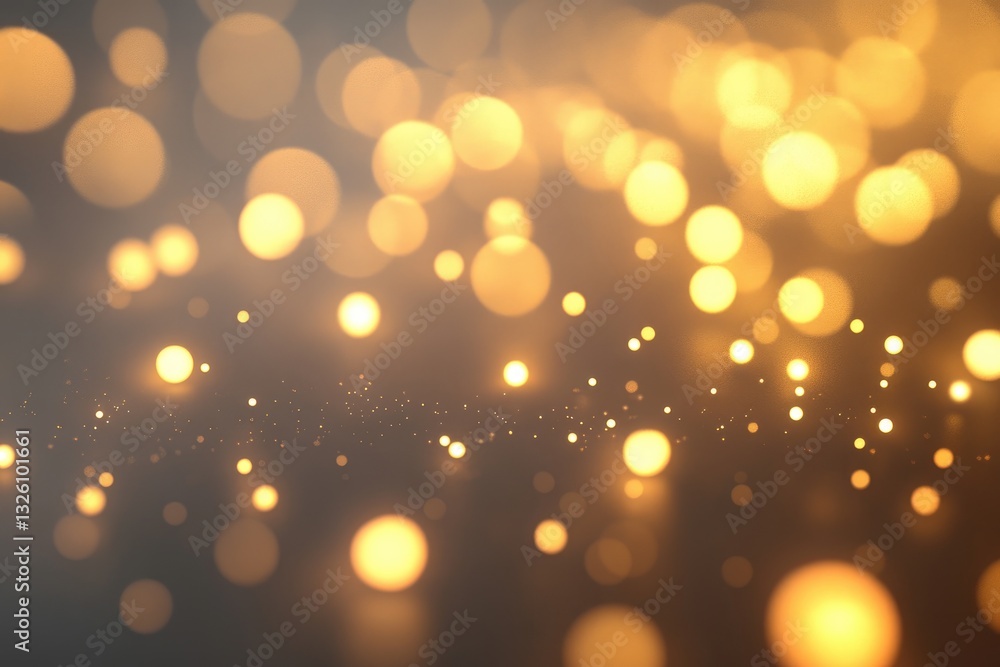 Obraz premium Blurred golden lights floating and shining against a dark background