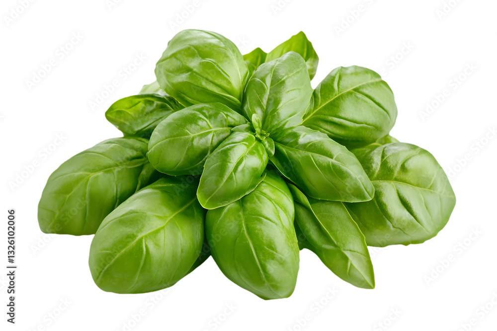 Close Up of Bright Green Basil Leaves Isolated on Transparent Background for Culinary Use and Natural Flavor Enhancer Close Up of Bright Green Basil Leaves Isolated on Transparent Background for Culinary Use and Natural Flavor Enhancer