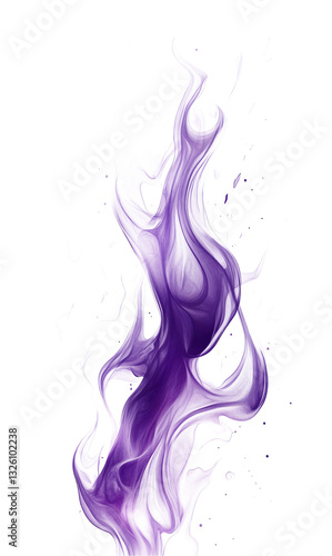 Purple Smoke Isolated Abstract Swirl Design,  on a white and transparent background, PNG.