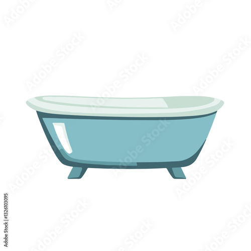Very Simple flat 2D icon blue bathtub isolated on a white background, vector, flat design, animation design, simple flat 2D icon, minimalist design, clipart plant