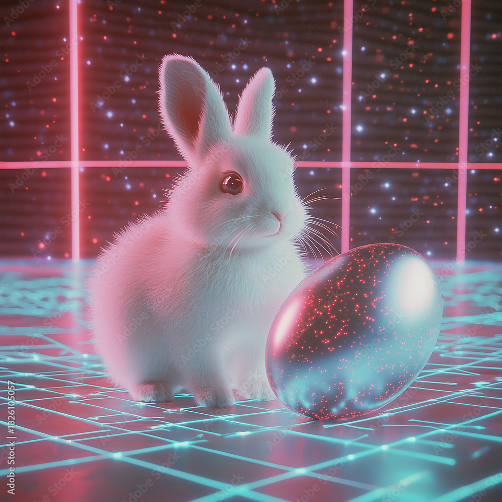 Digital Easter greeting featuring a bunny and an egg