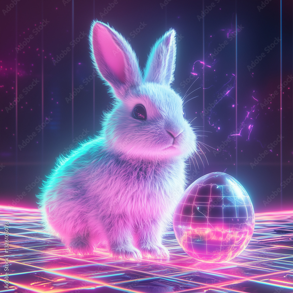 Digital Easter greeting featuring a bunny and an egg