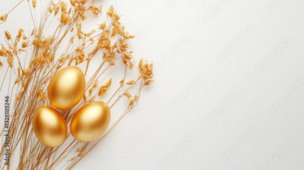 Stylish golden eggs easter concept