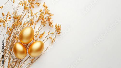 Stylish golden eggs easter concept