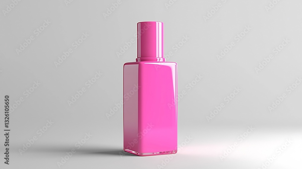 Luxury glossy nail lacquer bottle mockup placed a clean white background with soft reflections Luxury glossy nail lacquer bottle mockup placed a clean white background with soft reflections