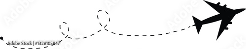 Airplane Flight Path Dashed Line Air Travel Concept Vector