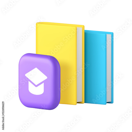 Book reading library knowledge education bookstore bookshop 3d icon realistic vector illustration. Learning information wisdom literature science degree academic textbook schoolbook studying