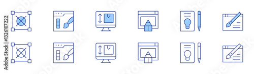 Design icon set in two styles, Duotone and Thin Line style. Editable stroke. graphic design, web design, product design, sketchbook