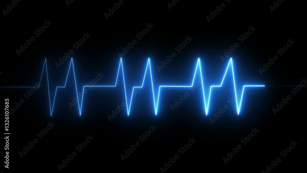 A neon heartbeat icon features a glowing, pulsating line that mimics the rhythm of a heartbeat. It flickers in vibrant colors, evoking energy and life.