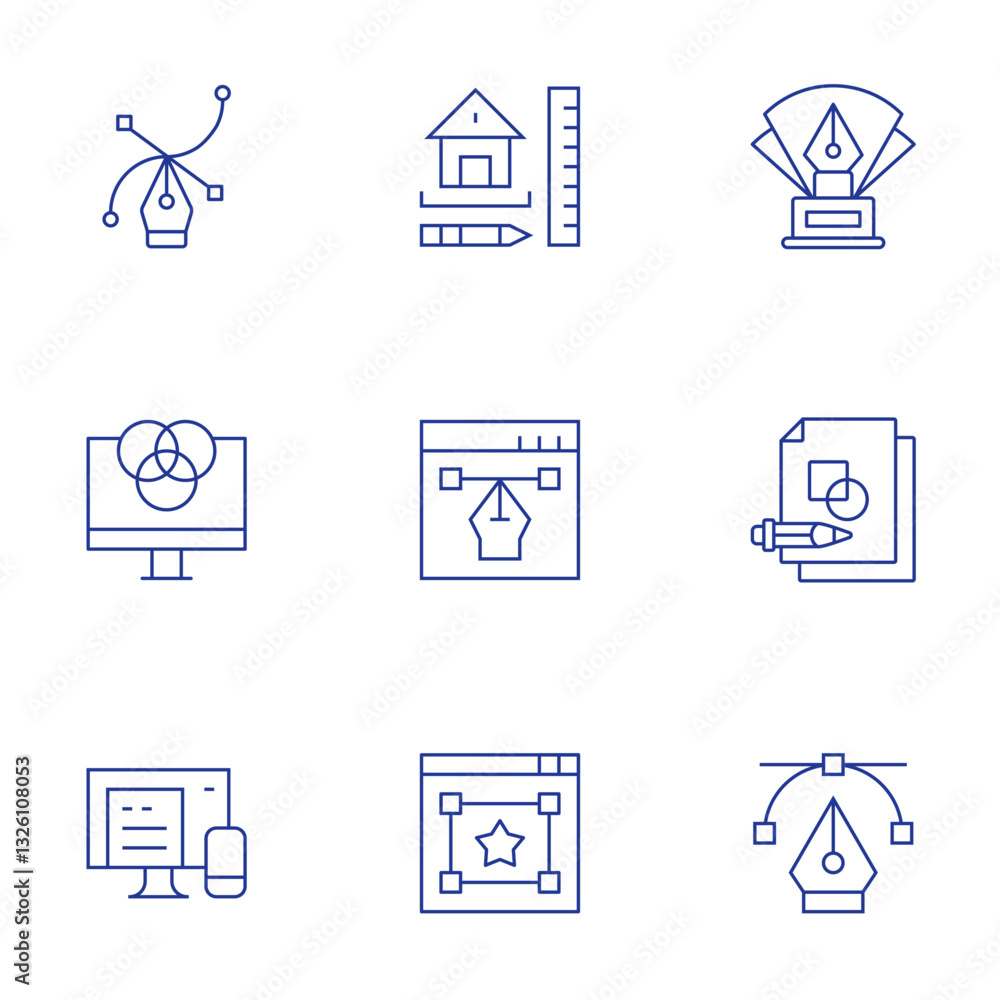 Design icons set. Thin Line style, editable stroke. vector, design, responsive design, house design, web design, design award, logo design Design icons set. Thin Line style, editable stroke. vector, design, responsive design, house design, web design, design award, logo design