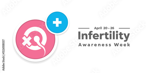 Infertility Awareness week. Sperm, vagina and plus icon. Great for cards, banners, posters, social media and more. White background.