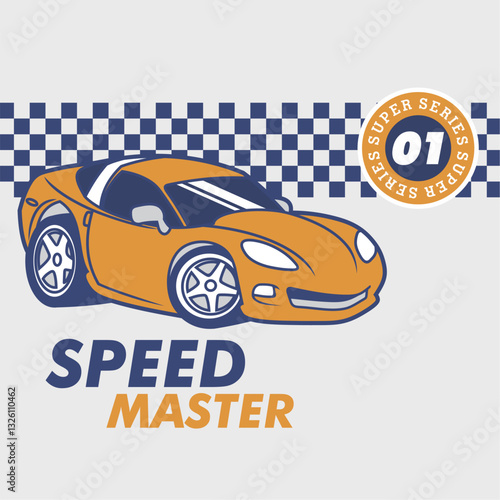 Speed master racing car cartoon hand drawn illustration vector 