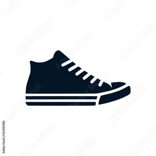 Sneaker silhouette icon design for footwear and sports activities