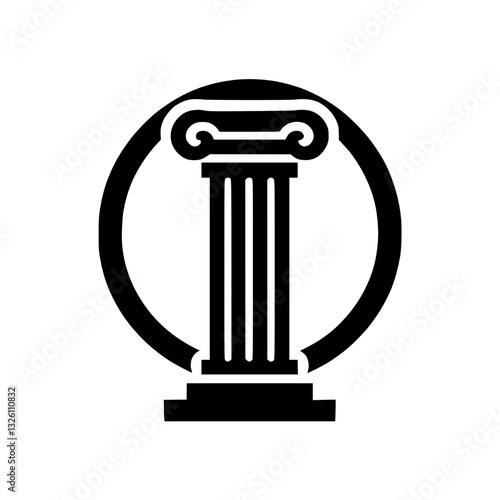 Legal column silhouette icon design for law and justice concept