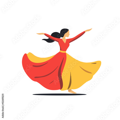 very Simple flat 2D icon kathak dance collection isolated on a white background, vector, flat design, animation design, simple flat 2D icon, minimalist design, clipart