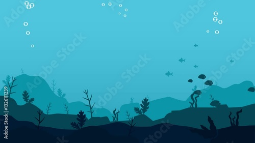 Undersea environment with reefs, undersea life animation wallpaper,Marine objects,sea plants,underwater world, fishes cartoon animation.