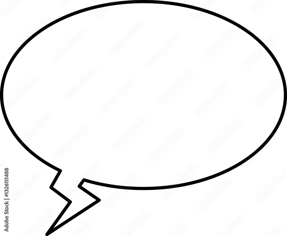 White speech bubble in flat design, chatting box, message box icon. Balloon doodle style of thinking sign symbol. Speech bubble isolated on background.
