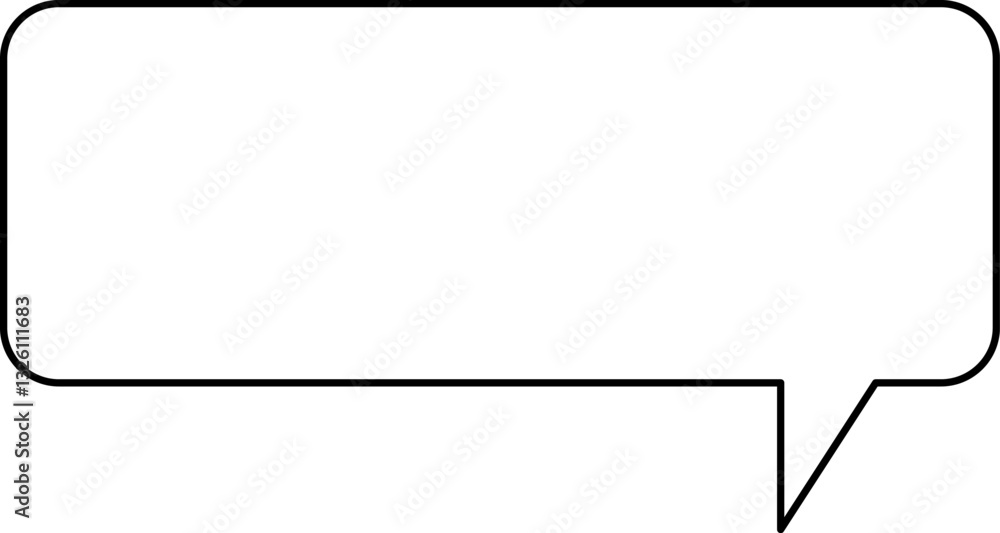 Fototapeta premium White speech bubble in flat design, chatting box, message box icon. Balloon doodle style of thinking sign symbol. Speech bubble isolated on background.