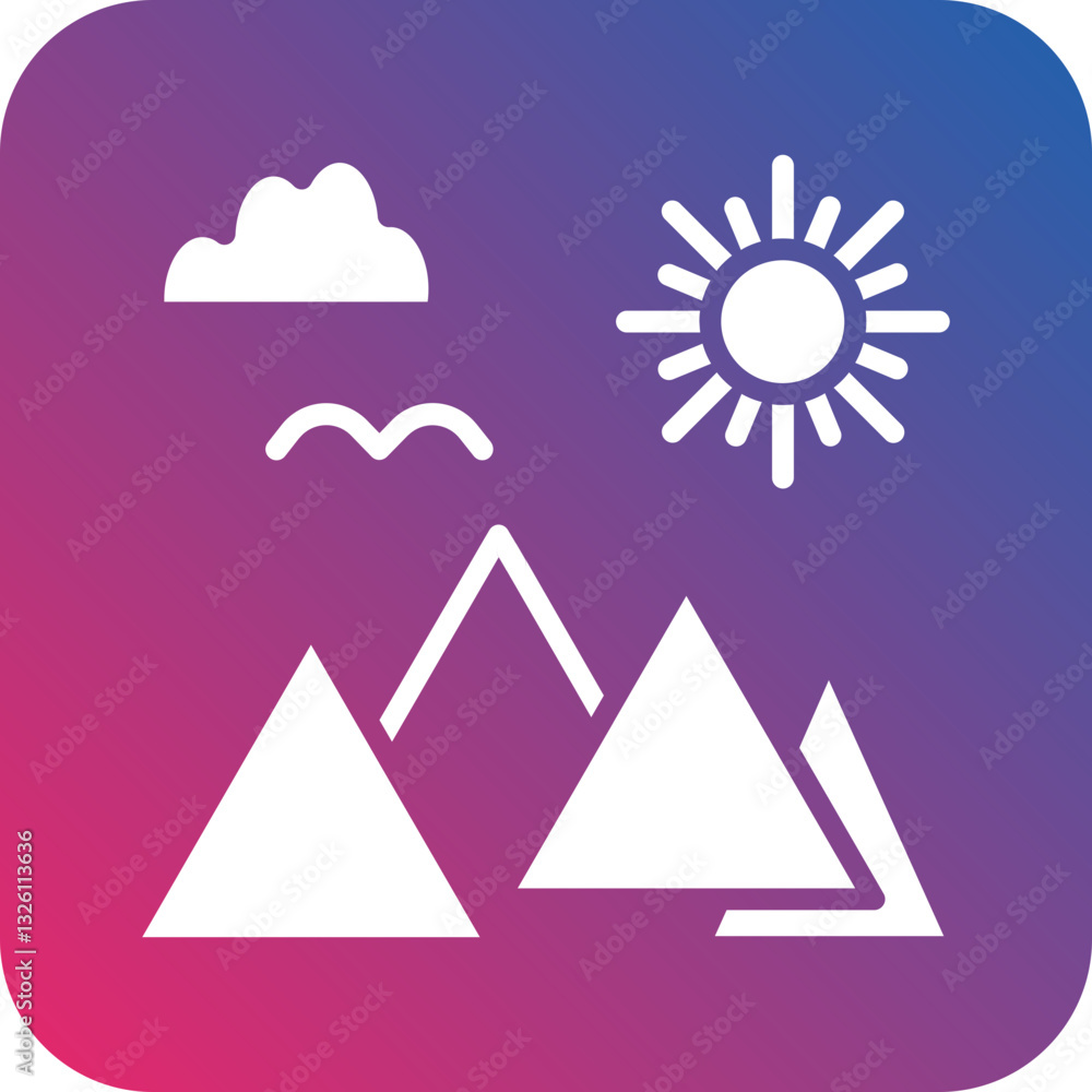 Mountains icon style Mountains icon style