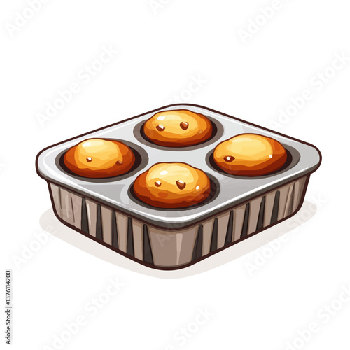 Very Simple flat 2D icon muffin tin isolated on a white background, vector, flat design, vector, flat design, animation design, flat 2D icon, minimalist design