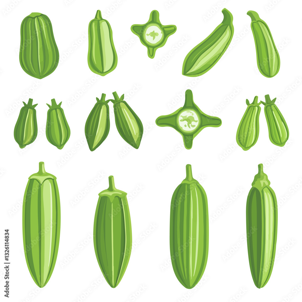 Very Simple flat 2D icon okra isolated on a white background, vector, flat design, vector, flat design, animation design, flat 2D icon, minimalist design, vector Very Simple flat 2D icon okra isolated on a white background, vector, flat design, vector, flat design, animation design, flat 2D icon, minimalist design, vector