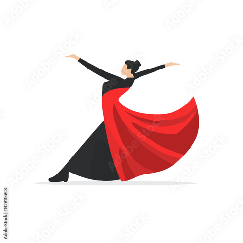 Very Simple flat 2D icon paso doble dance isolated on a white background, vector, flat design, vector, flat design, animation design, flat 2D icon, minimalist design, vector