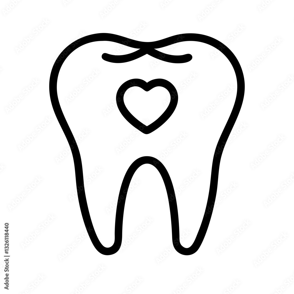 The teeth have a heart shape in the center. vector icon pictogram The teeth have a heart shape in the center. vector icon pictogram