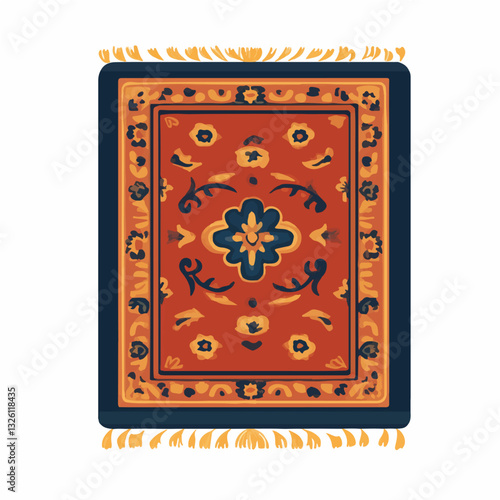 My Simple flat 2D icon traditional rug isolated on a white background, vector, flat design, vector, flat design, animation design, flat 2D icon, minimalist design, vector