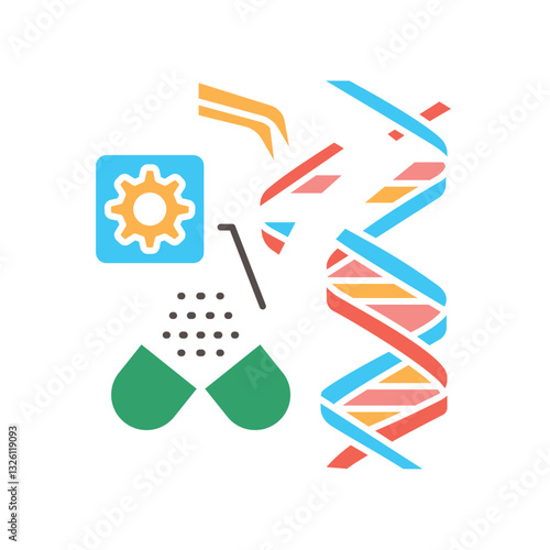 Gene therapy flat color icon.
