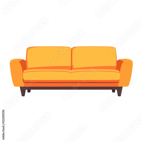 Very Simple flat 2D icon orange sofa isolated on a white background, vector, flat design, vector, flat design, animation design, flat 2D icon, minimalist design, vector
