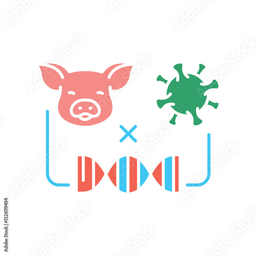 Porcine retroviruses black line icon.