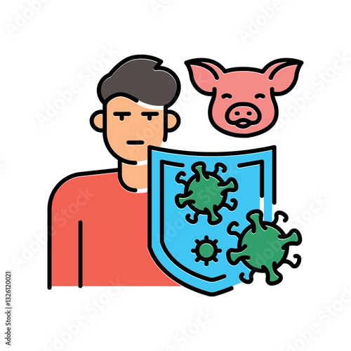 Reducing zoonotic virus transmission color flat icon. Isolated