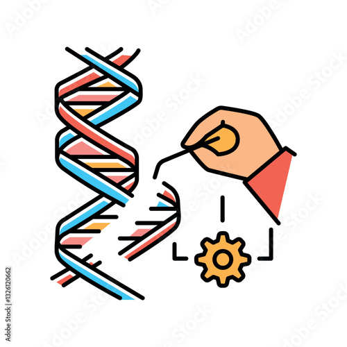 Genetic engineering color flat icon.