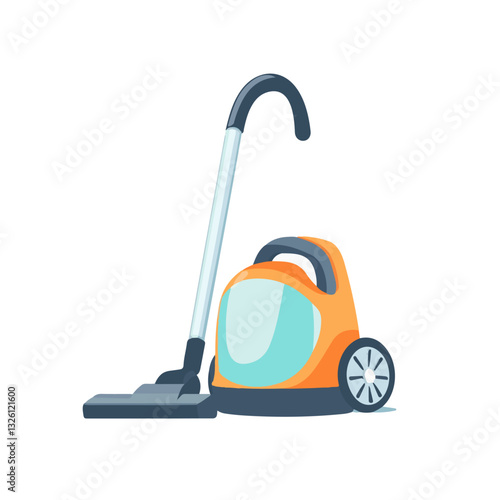 Very Simple flat 2D icon blue vacuum cleaner set isolated on a white background, vector, flat design, vector, flat design, animation design, flat 2D icon, minimalist design, vector