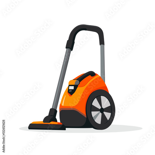 Very Simple flat 2D icon orange vacuum cleaner set isolated on a white background, vector, flat design, vector, flat design, animation design, flat 2D icon, minimalist design, vector
