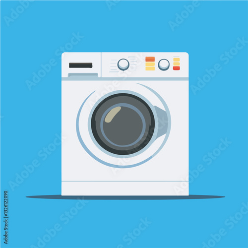 Very Simple flat 2D icon washing machine set isolated on a blue background, vector, flat design, vector, flat design, animation design, flat 2D icon, minimalist design, vector