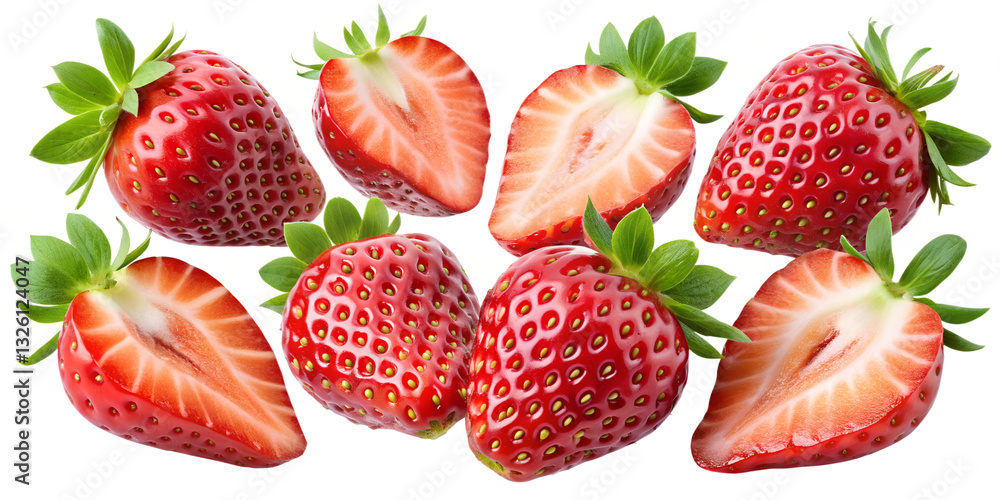 strawberry piece and slice isolated on transparent background png strawberry piece and slice isolated on transparent background png