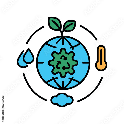 adaptation to climate change color flat icon.