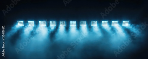 Indoor volleyball court deserted, net tightly stretched.