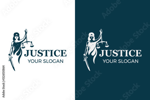 Goddess of justice Themis Logo Design, Queen of justice design lady justice vector logo, Logo for Attorney and Law. Silhouette Law Firm Logo Design