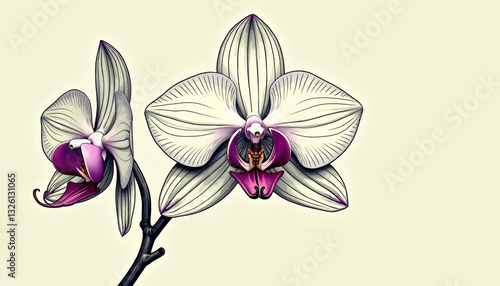 Stunning Detailed White Orchid Illustration