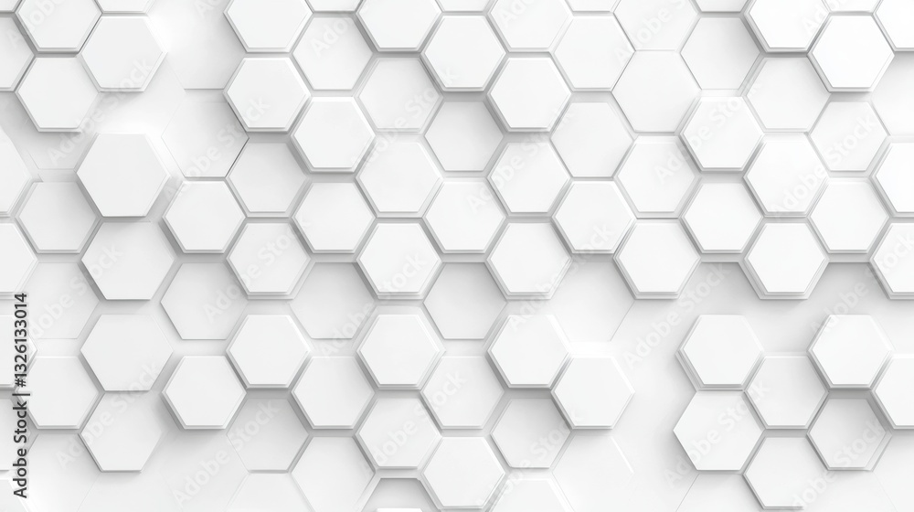 A 3D rendering of a white hexagonal pattern. A 3D rendering of a white hexagonal pattern.