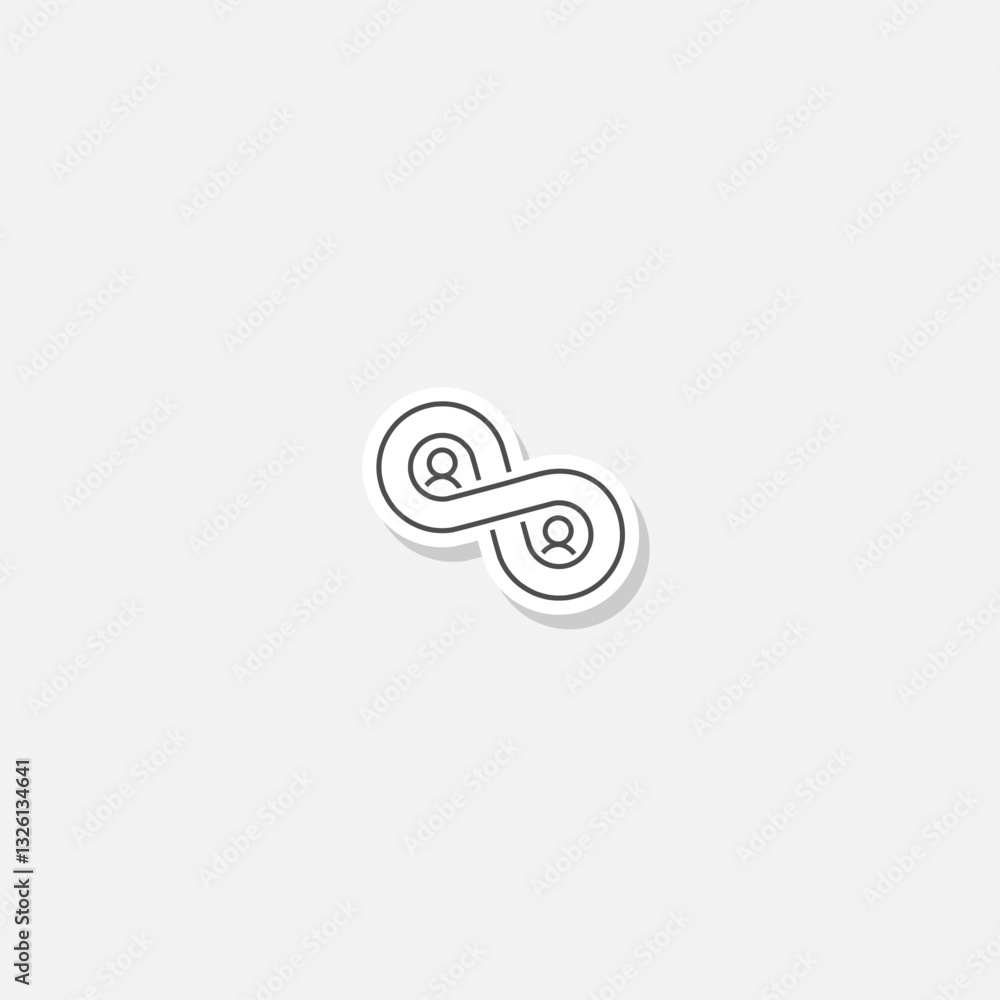Infinity people logo sticker isolated on gray background Infinity people logo sticker isolated on gray background