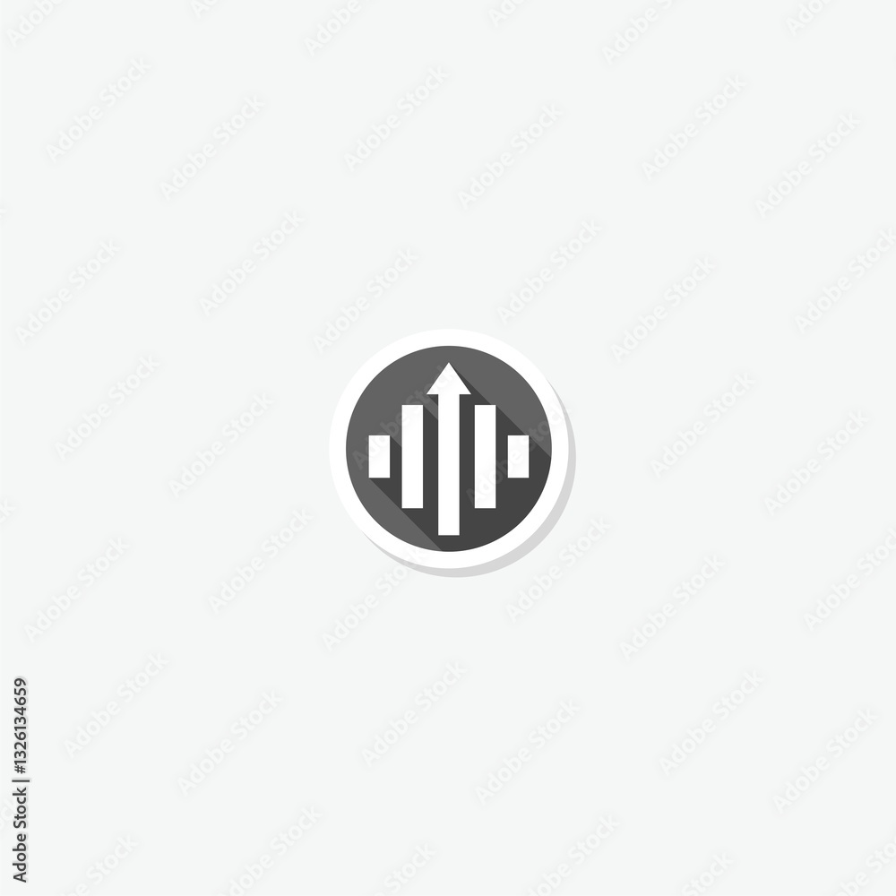 Business graph up logo sticker isolated on gray background Business graph up logo sticker isolated on gray background